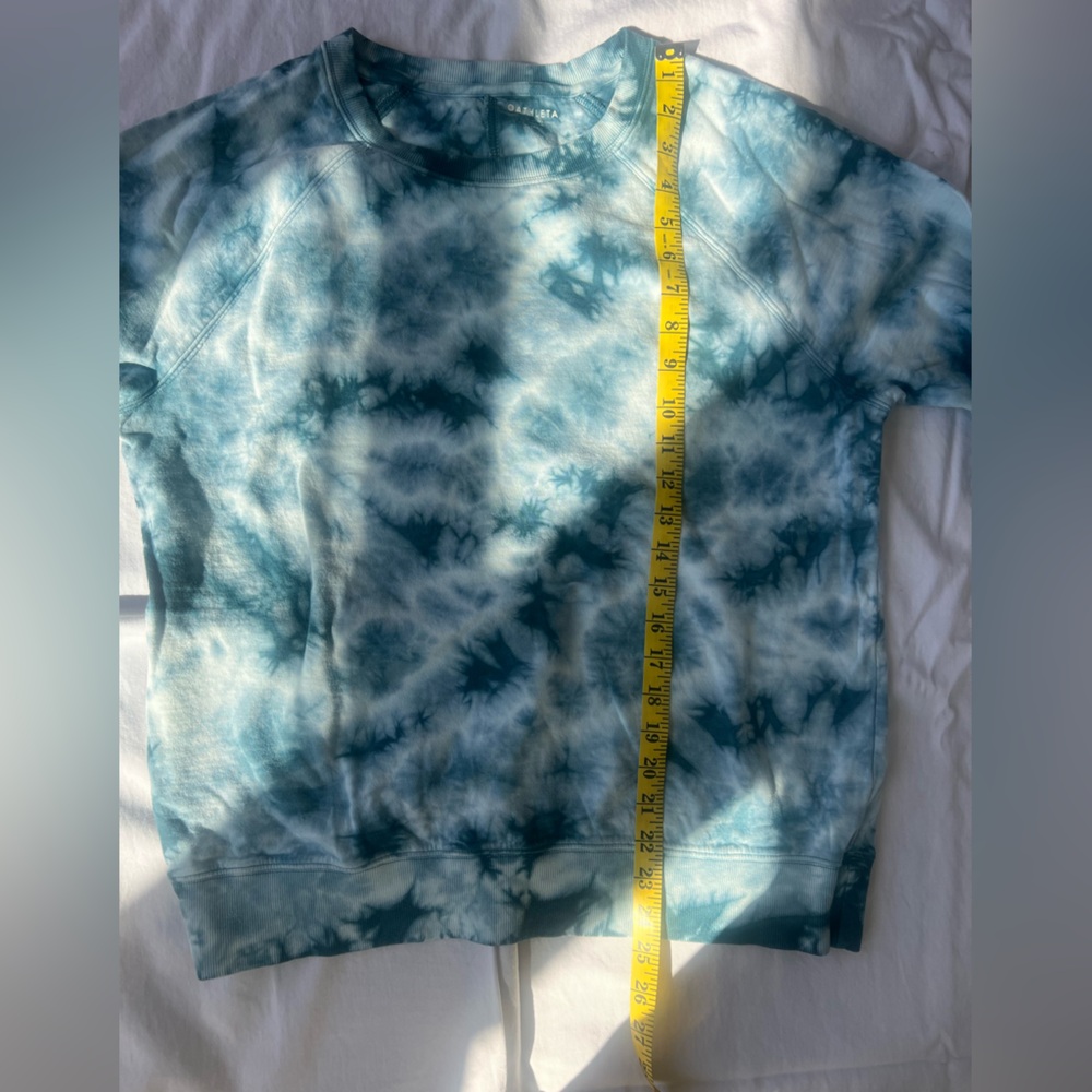 Athleta Sundown Teal Blue Tie Dye Crewneck Sweatshirt Medium Tall - Picture 8 of 8